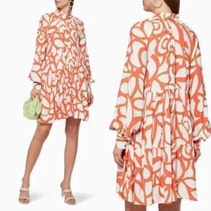 Stine Goya Jasmine Mini Dress Abstract Orange White Small
